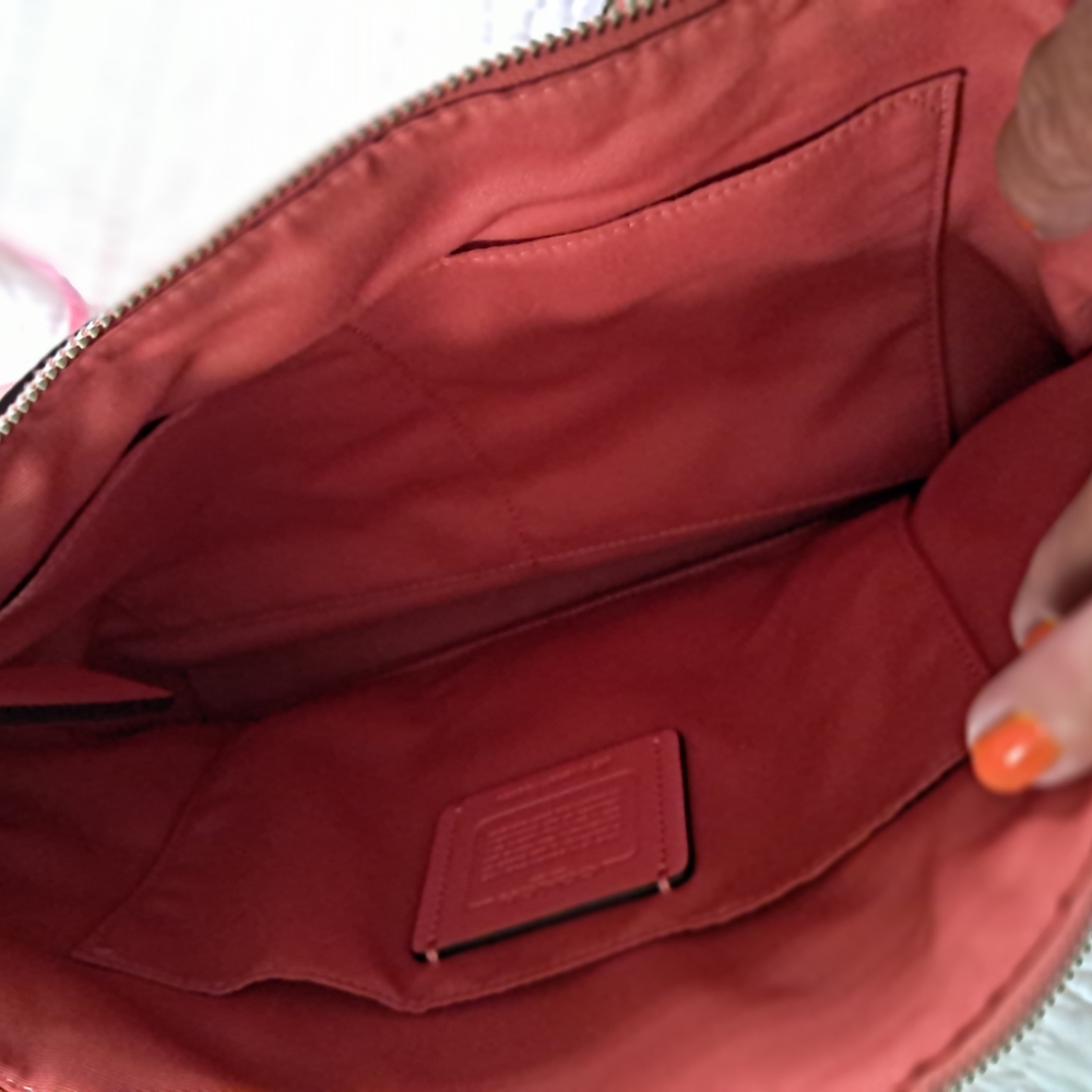 Coach Coral Pebbled Leather Satchel with Silver Hardware EUC Free Shipping - Picture 6 of 8